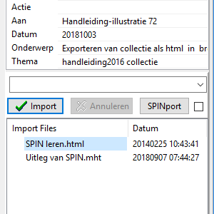 Web paginas importeren in SPIN als Link-Mht-Html
